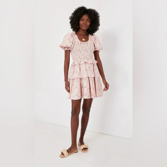 Tuckernuck Hyacinth House Pink Floral Smocked Marie Mini Dress - Picture 1 of 6